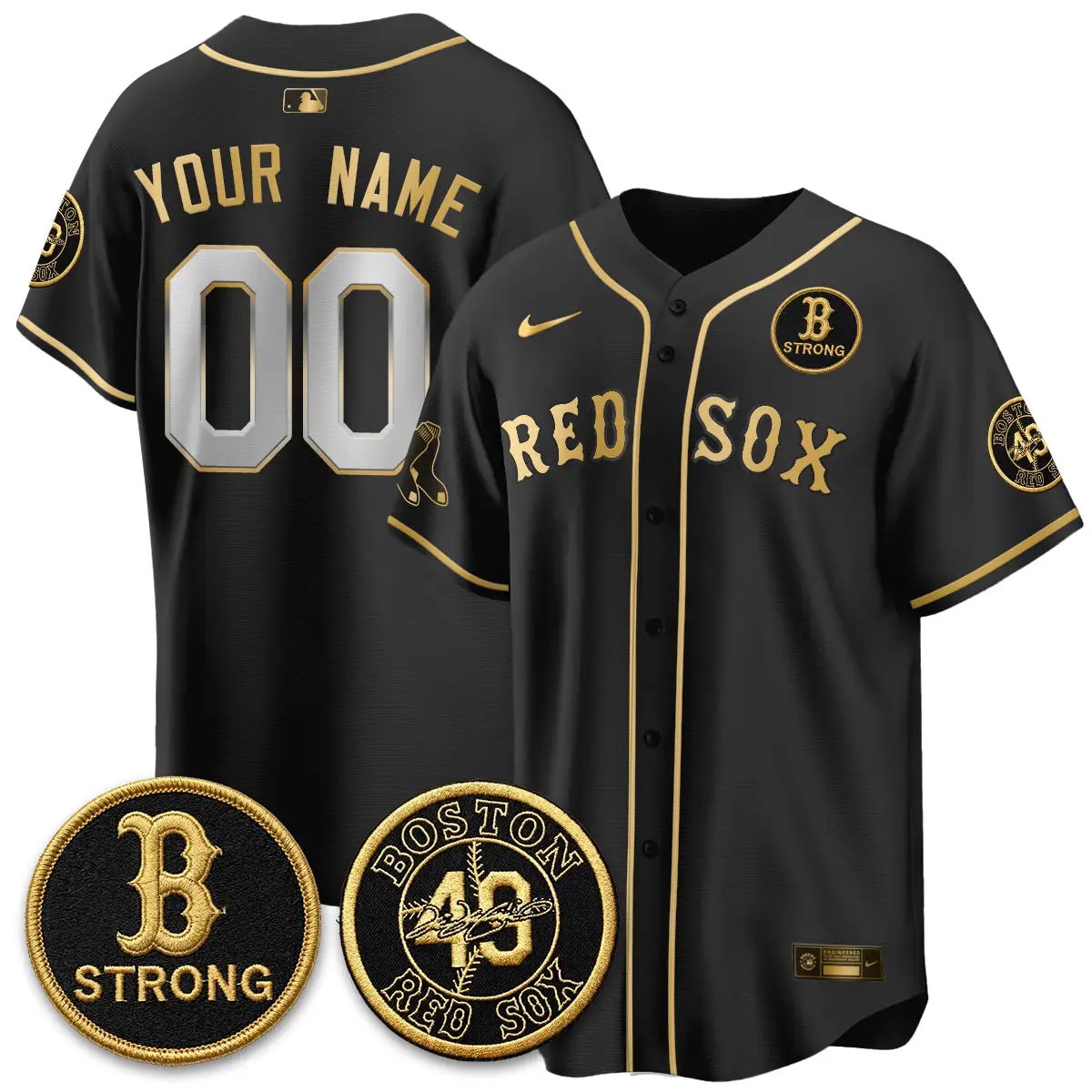 BOS Tim Wakefield Memorial Patch Vaper Premier Limited Custom Jersey - All Stitched V2 by Boston Red Sox