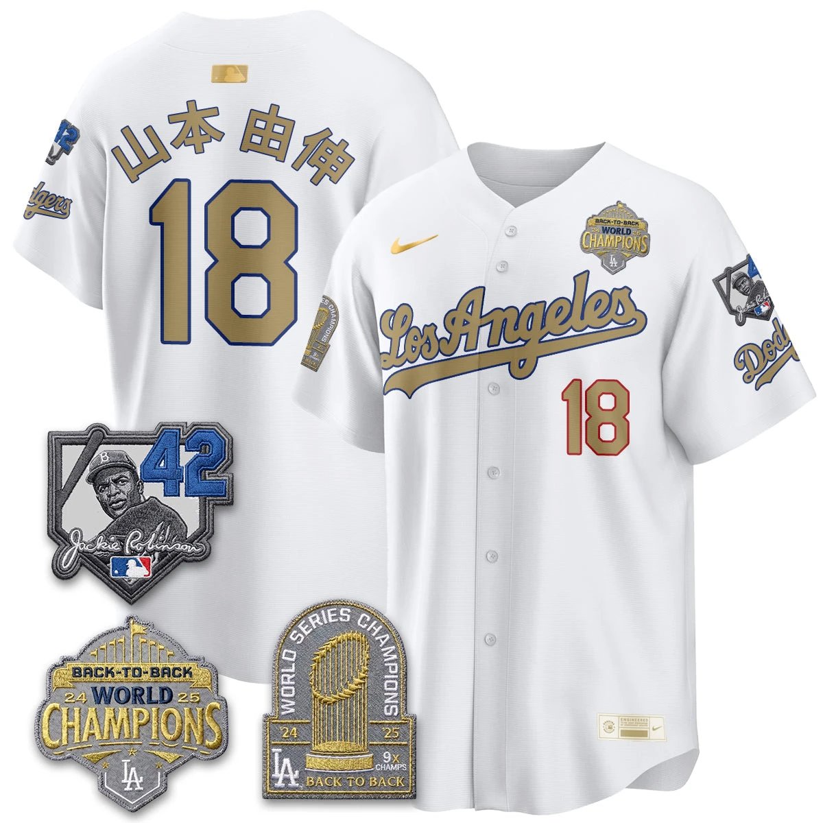Los Angeles Dodgers 2026 New Era Gold Collection Vapor Limited Jersey - B2B Champs - All Stitched by Los Angeles Dodgers