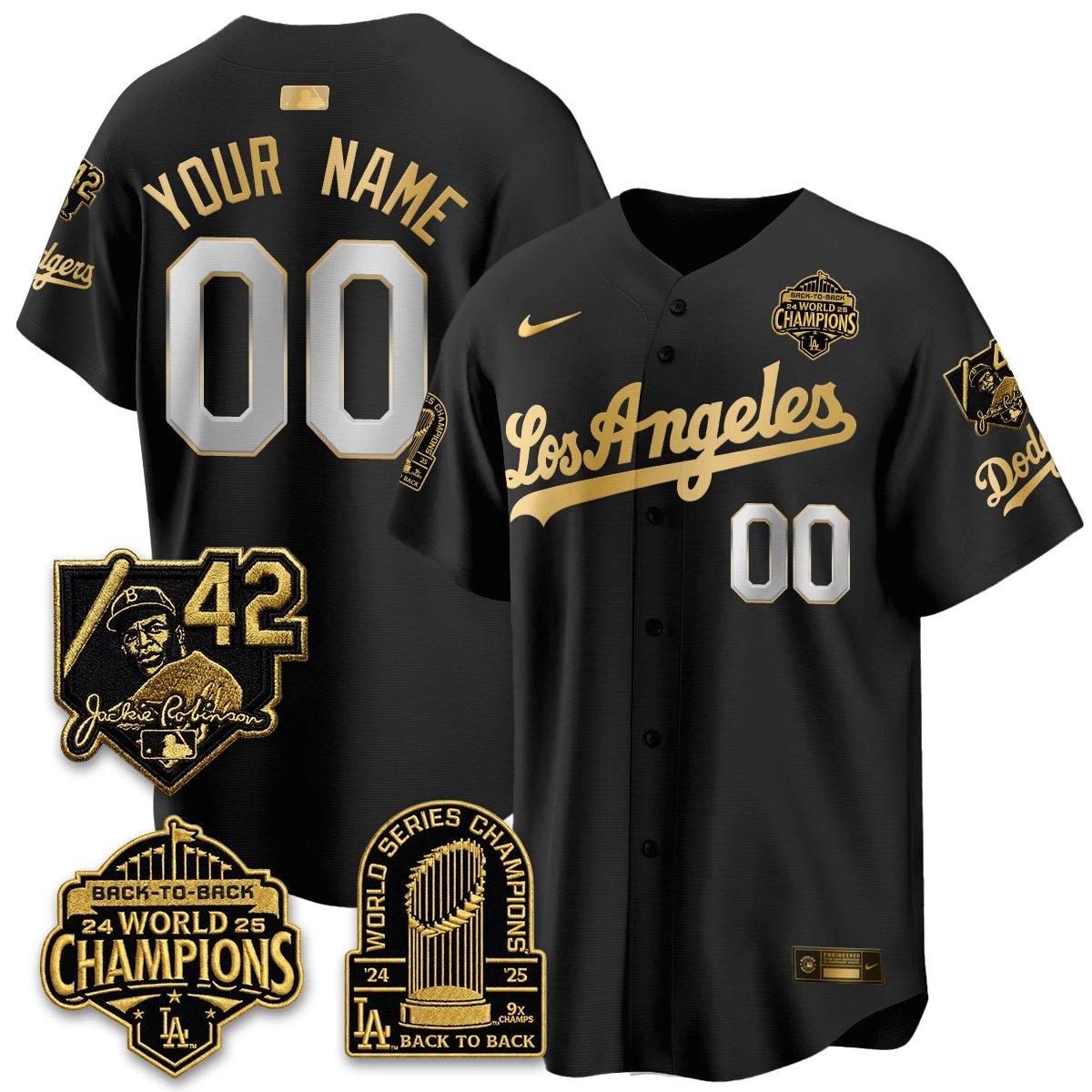 Los Angeles Dodgers 2026 New Era Gold Collection Vapor Custom Limited Jersey - B2B Champs - All Stitched by Los Angeles Dodgers