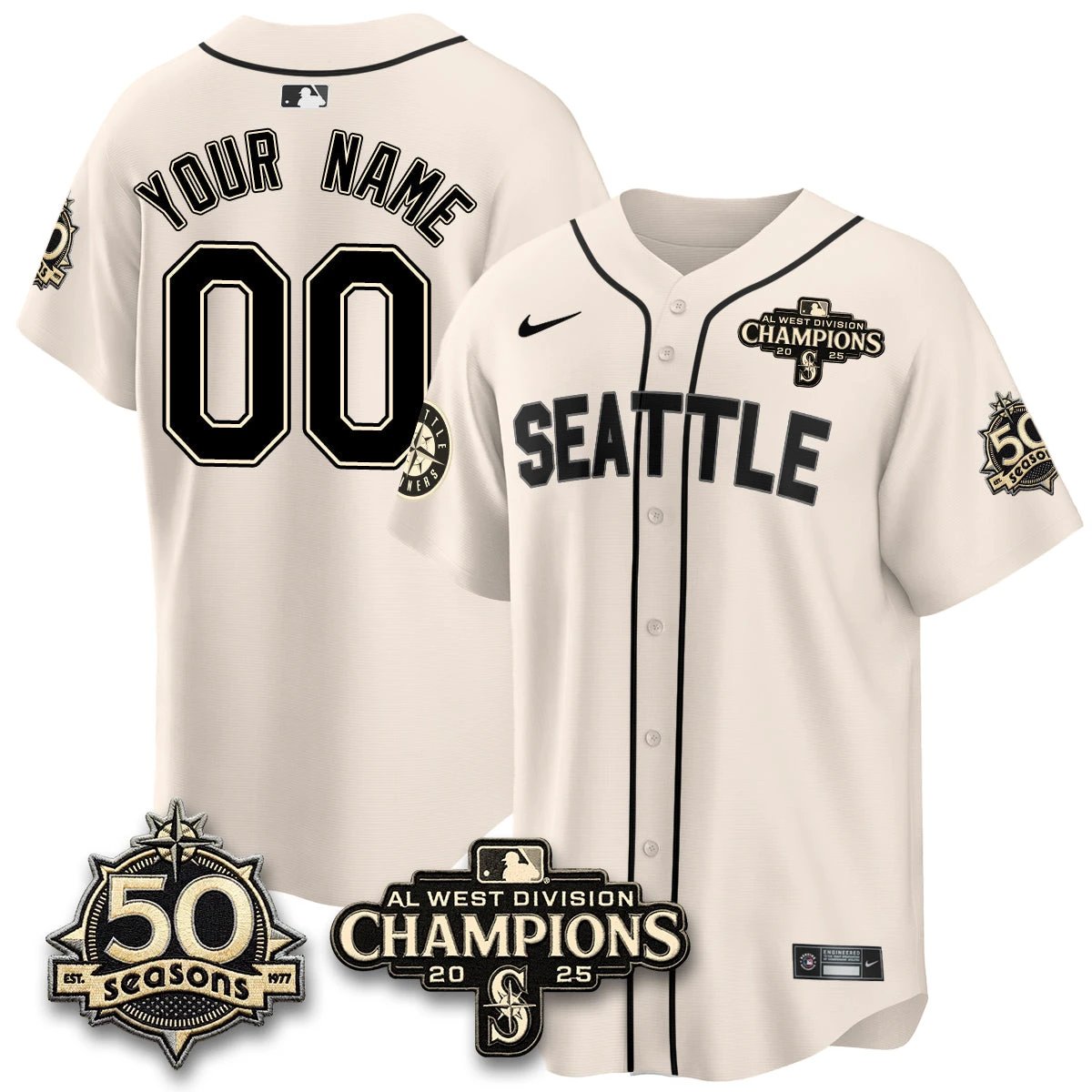 Seattle Mariners Vapor Premier Custom Limited Jersey - 50th Anniversary & AL West Division Champions - Steelheads Community Funds - All Stitched by Seattle Mariners