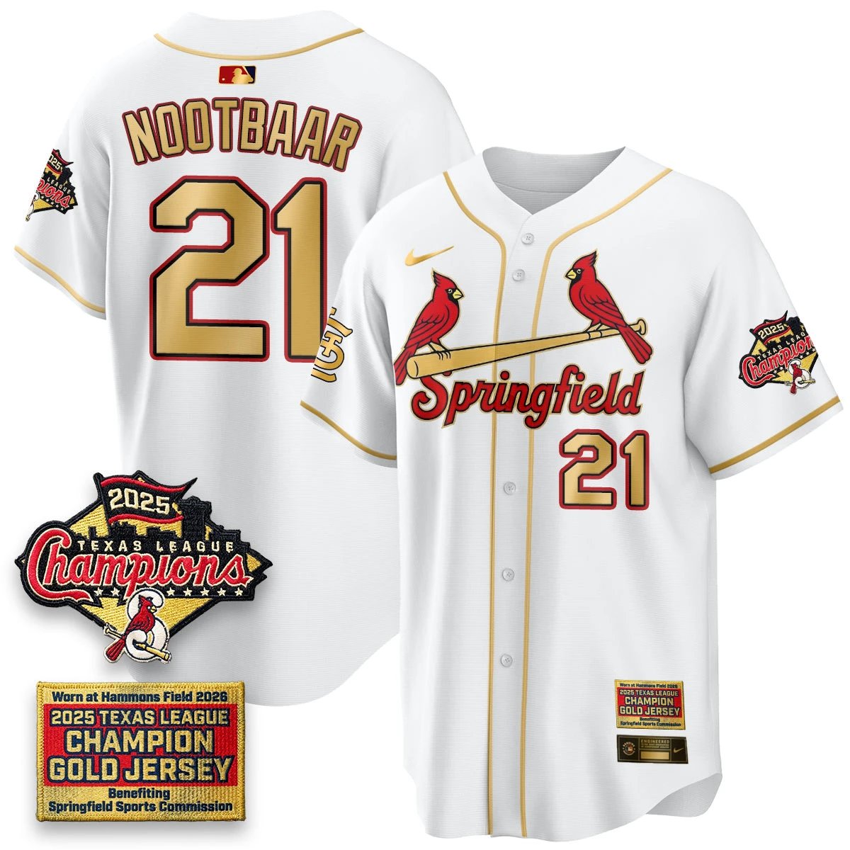 St. Louis Cardinals Springfield's Championship Gold Limited Jerseys - All Stitched by St. Louis Cardinals