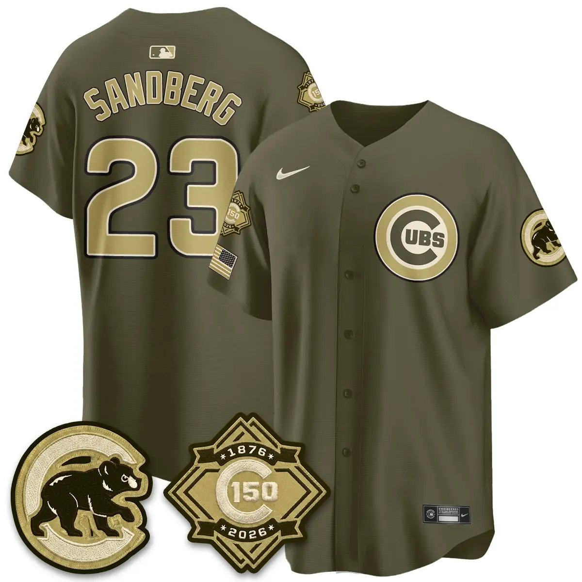 Chicago Cubs New Era Olive 2026 Armed Forces Day Jersey -All Stitched by Chicago Cubs