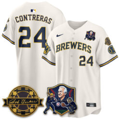 MIL Bob Uecker - 54 Seasons for Brewers' Vapor Limited Gold Jersey - All Stitched by Milwaukee Brewers