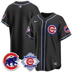 Chicago Cubs 150th Anniversary Black Out Style Vapor Premier Limited Jersey - All Stitched by Chicago Cubs