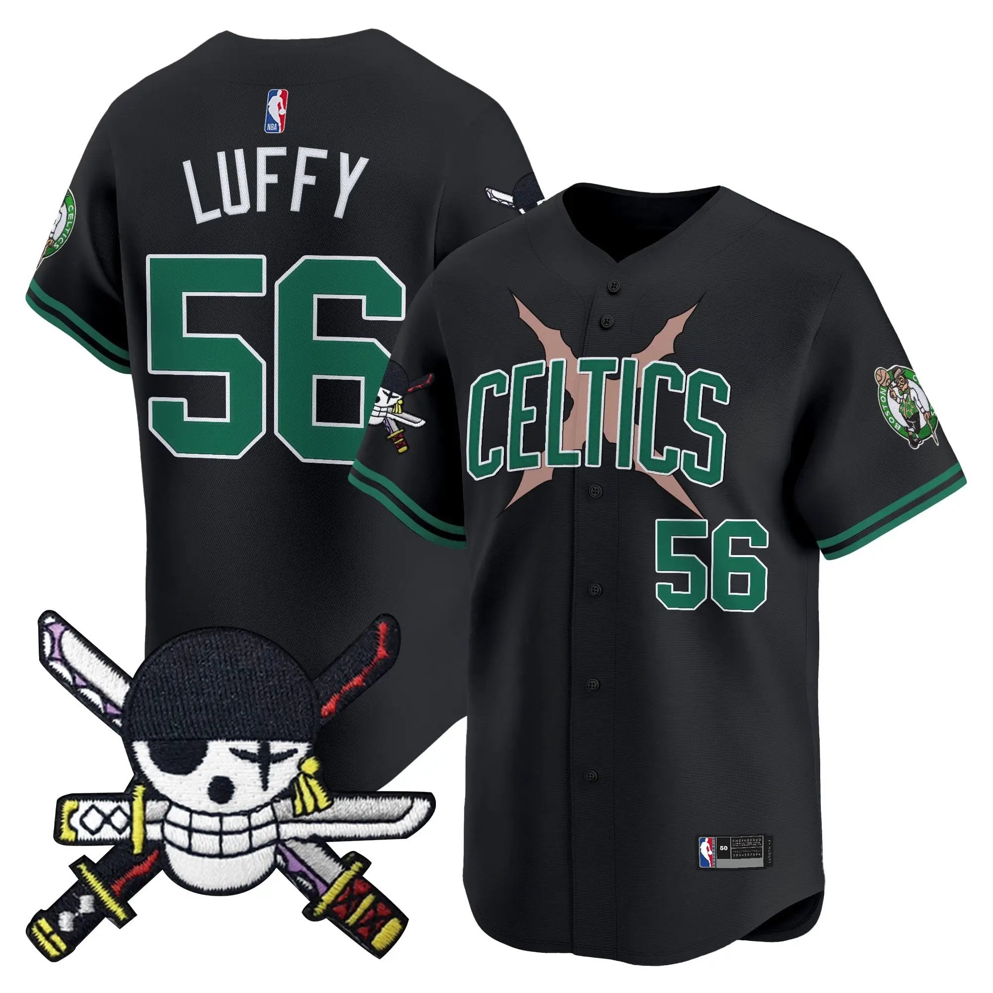 Boston Celtics x OP Patch Vapor Baseball Jersey - Zoro Edition - Stitched by Boston Celtics