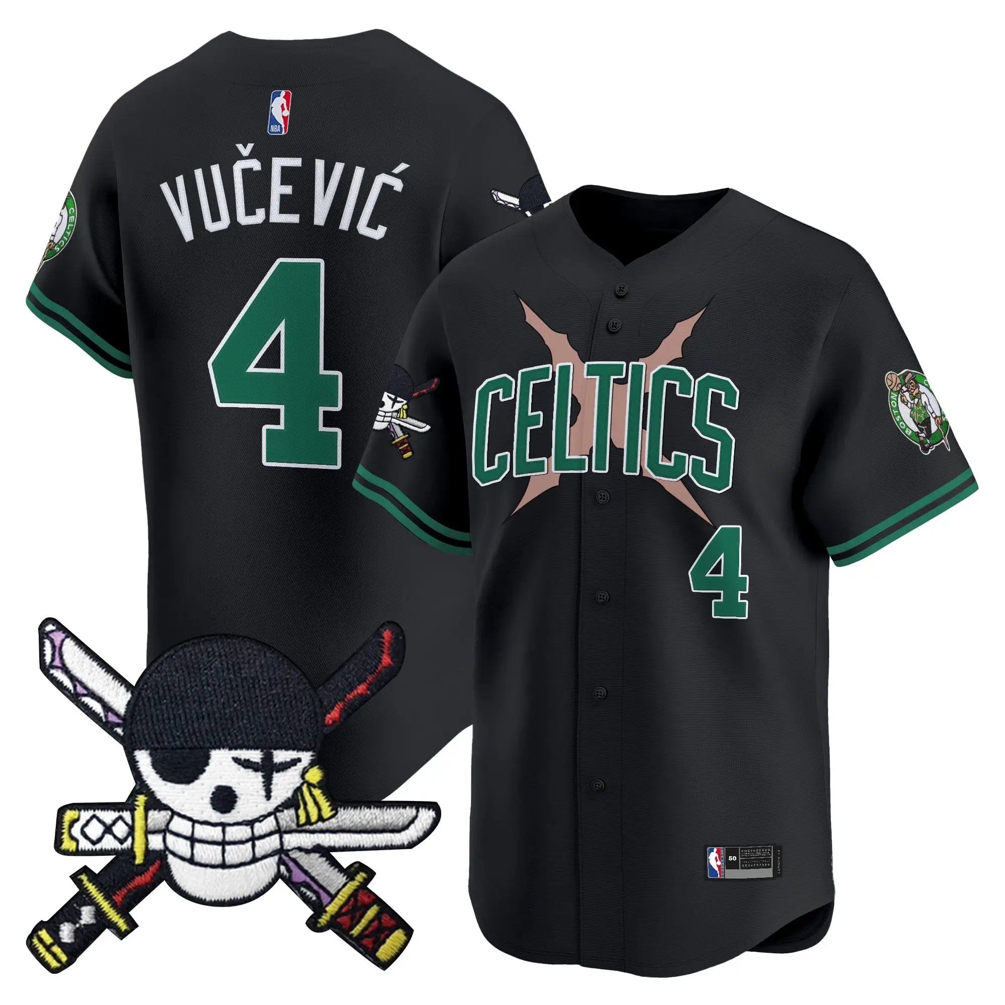 Boston Celtics x OP Patch Vapor Baseball Jersey - Zoro Edition - Stitched by Boston Celtics