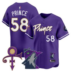 Minnesota Timberwolves Prince Patch Vapor Baseball Jersey - All Stitched by Minnesota Timberwolves