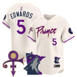 Minnesota Timberwolves Prince Patch Vapor Baseball Jersey - All Stitched by Minnesota Timberwolves