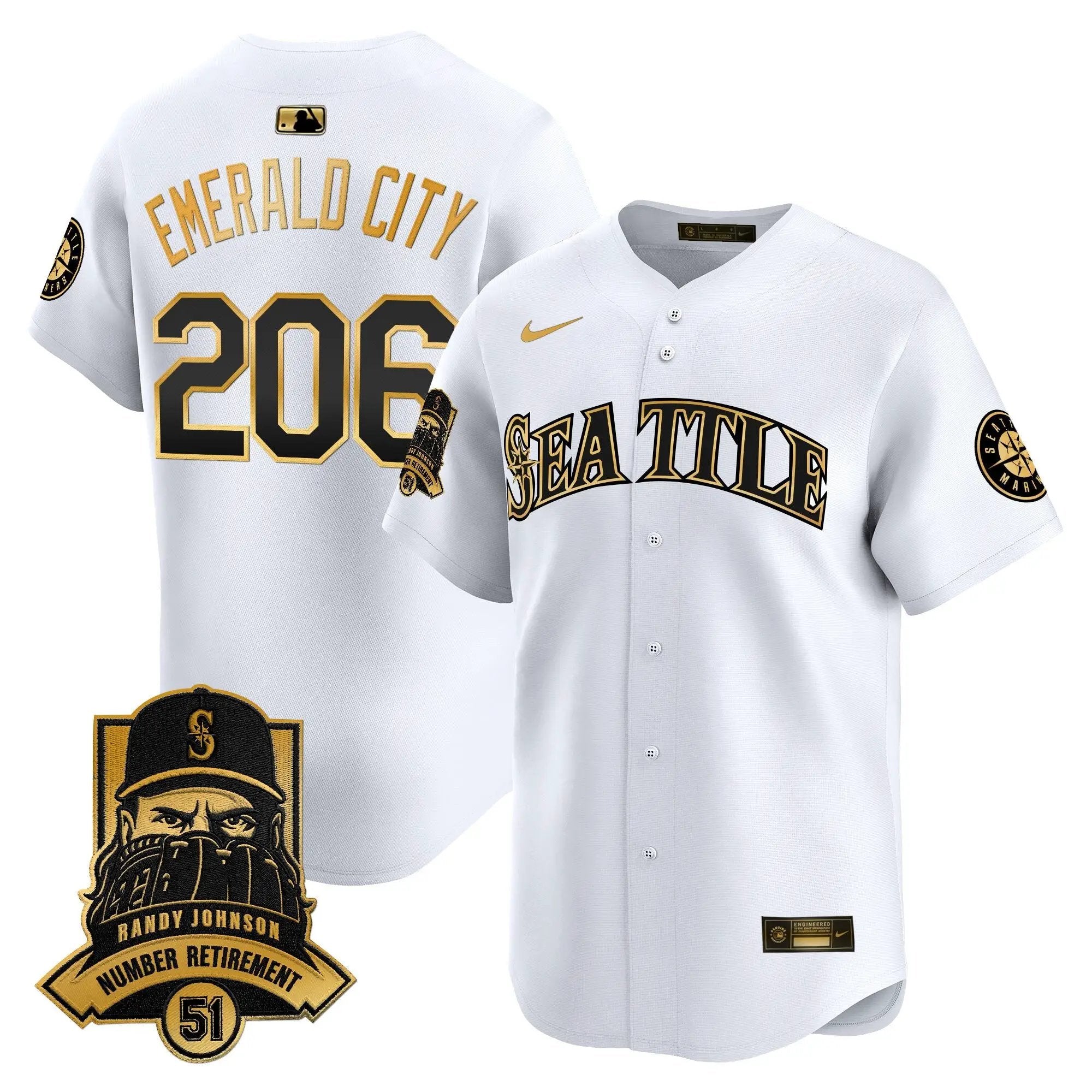 Seattle Mariners Hall-of-Famer Randy Johnson Patch Vapor Premier Limited Jersey - All Stitched by Digigearus
