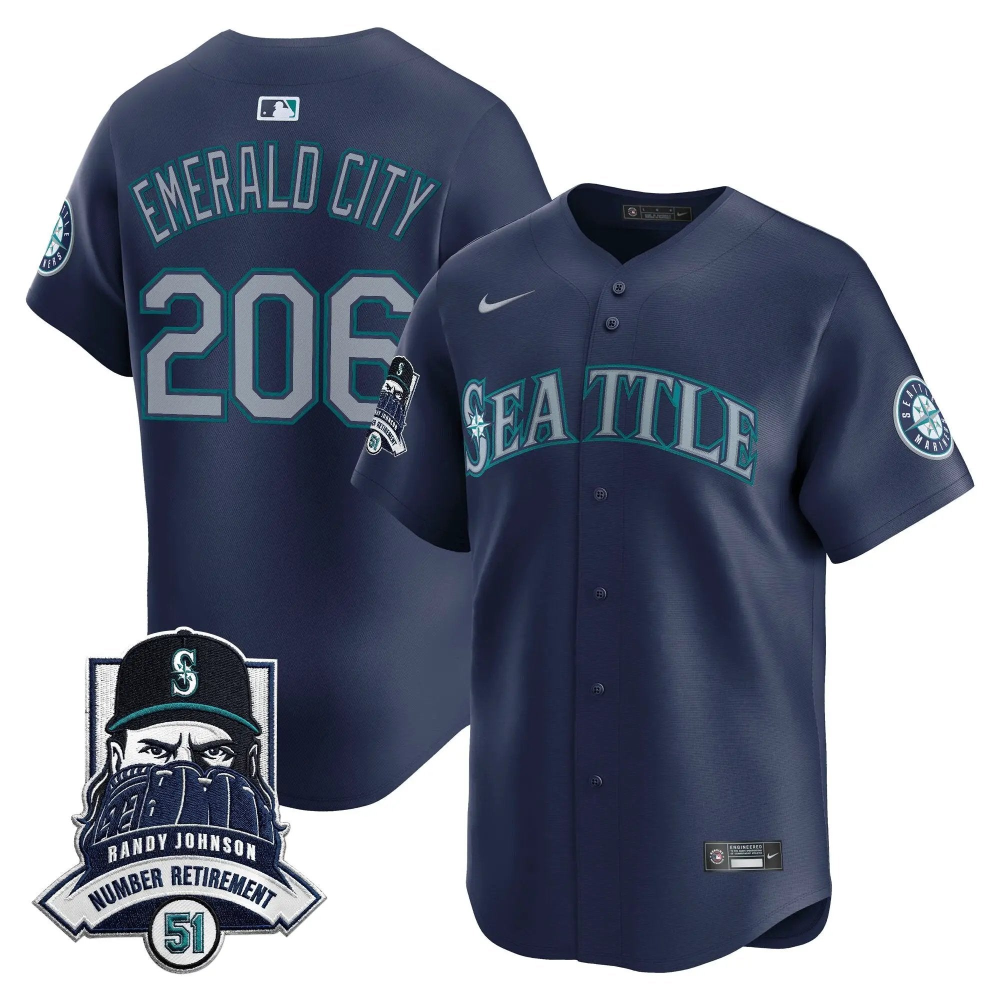 Seattle Mariners Hall-of-Famer Randy Johnson Patch Vapor Premier Limited Jersey - All Stitched by Digigearus