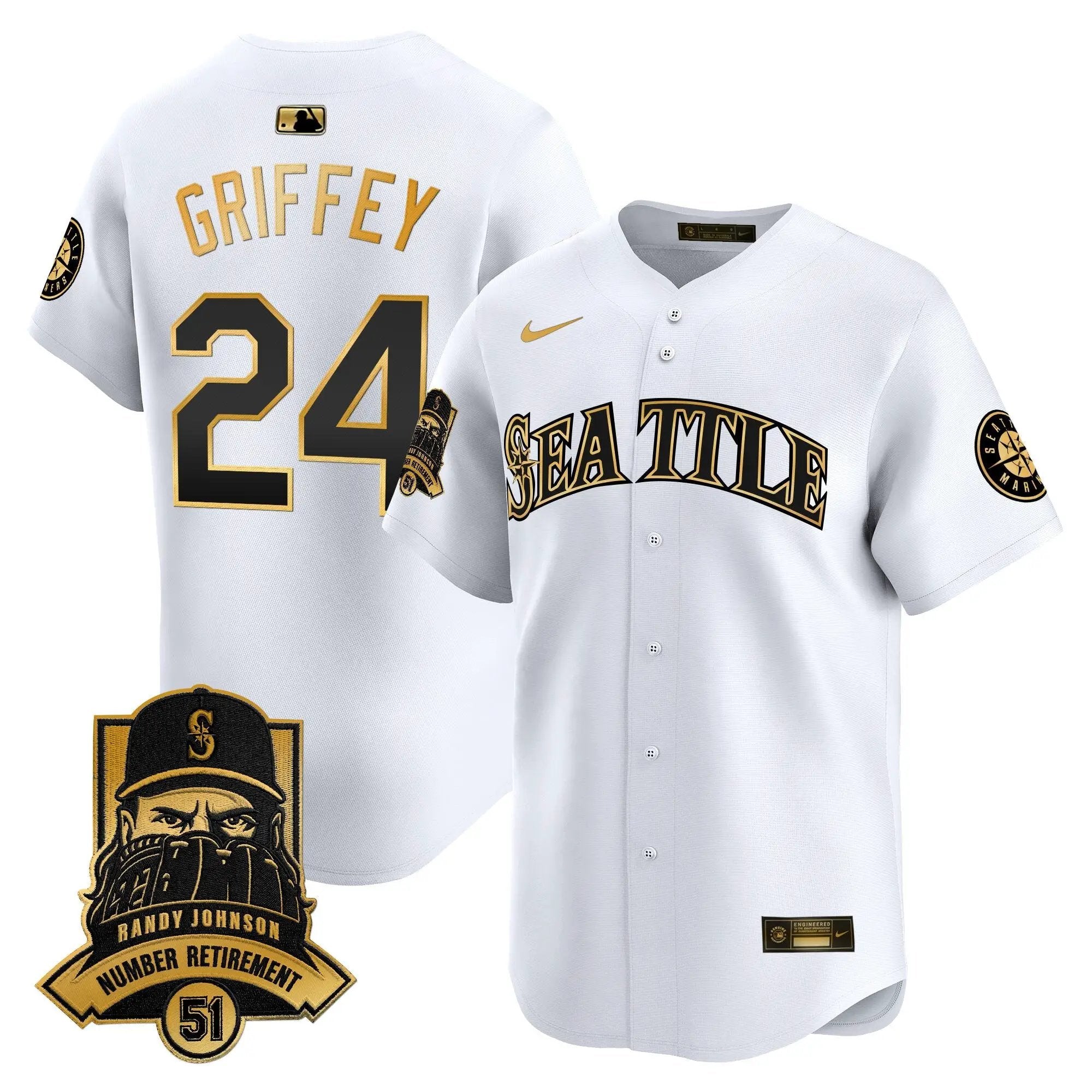 Seattle Mariners Hall-of-Famer Randy Johnson Patch Vapor Premier Limited Jersey - All Stitched by Digigearus