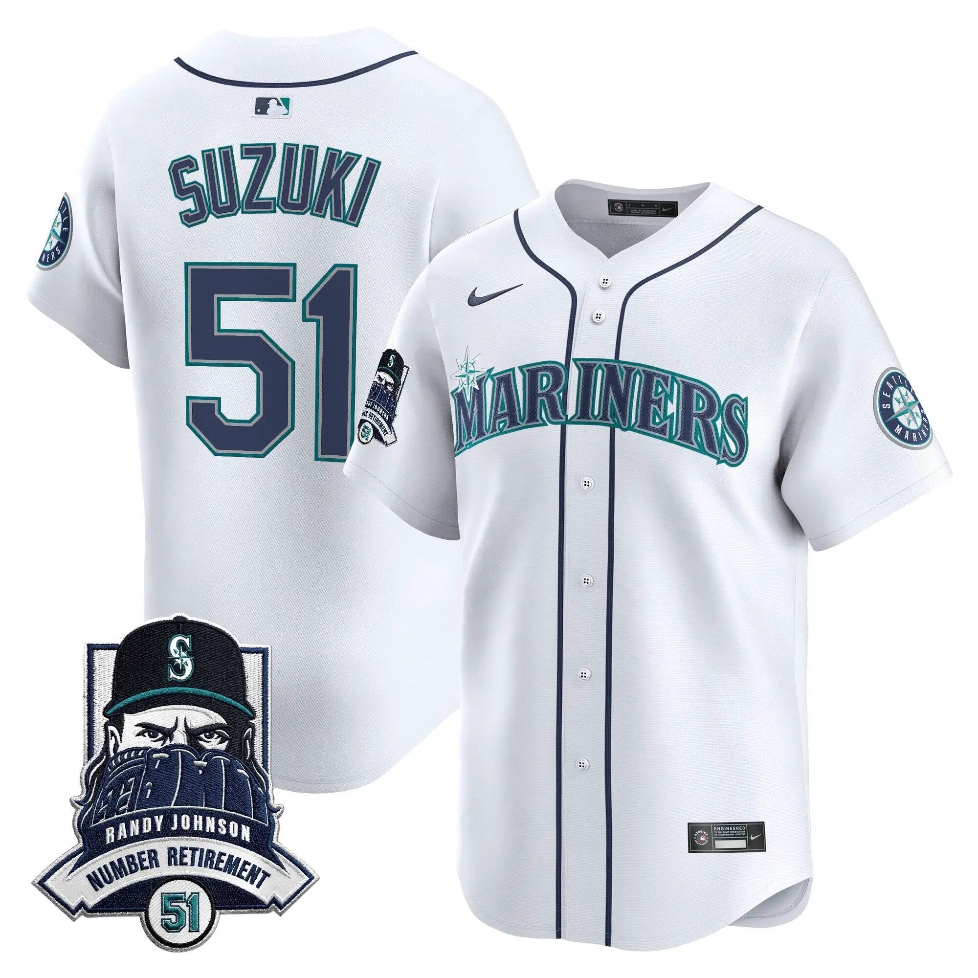 Seattle Mariners Hall-of-Famer Randy Johnson Patch Vapor Premier Limited Jersey - All Stitched by Digigearus