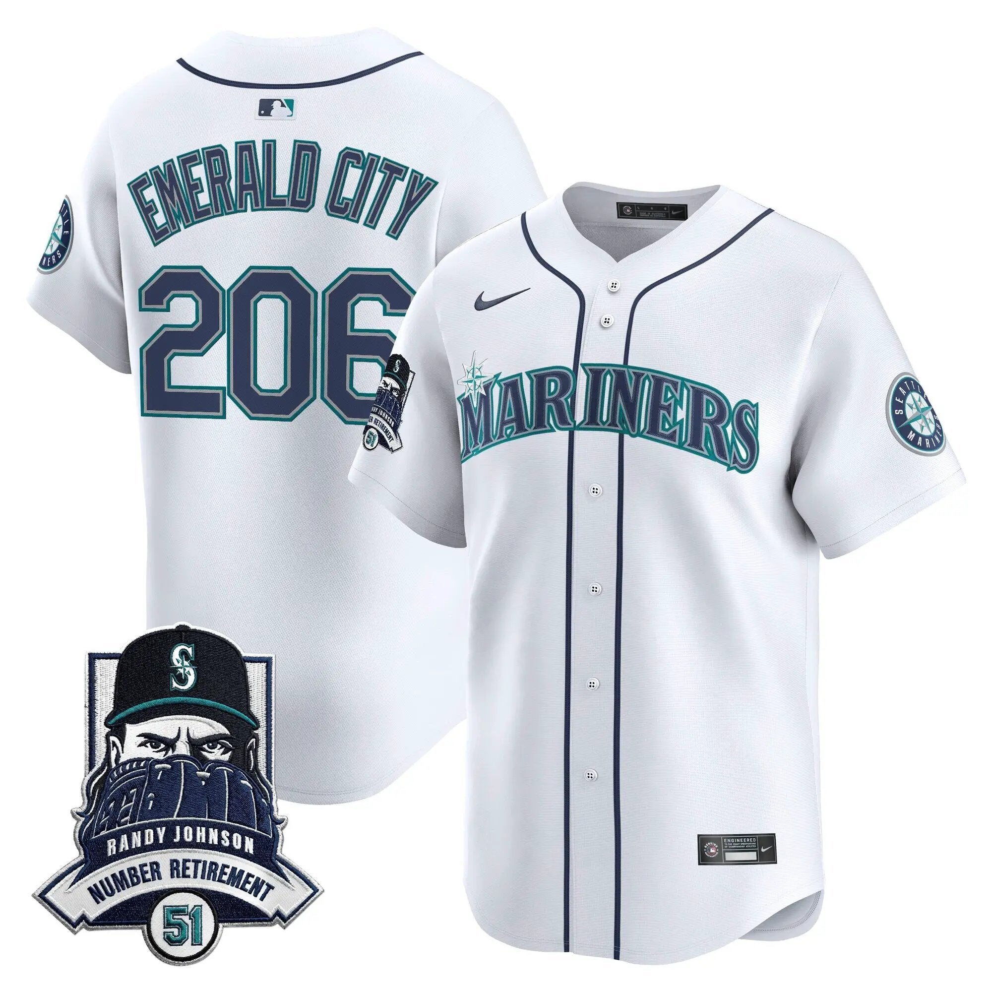 Seattle Mariners Hall-of-Famer Randy Johnson Patch Vapor Premier Limited Jersey - All Stitched by Digigearus
