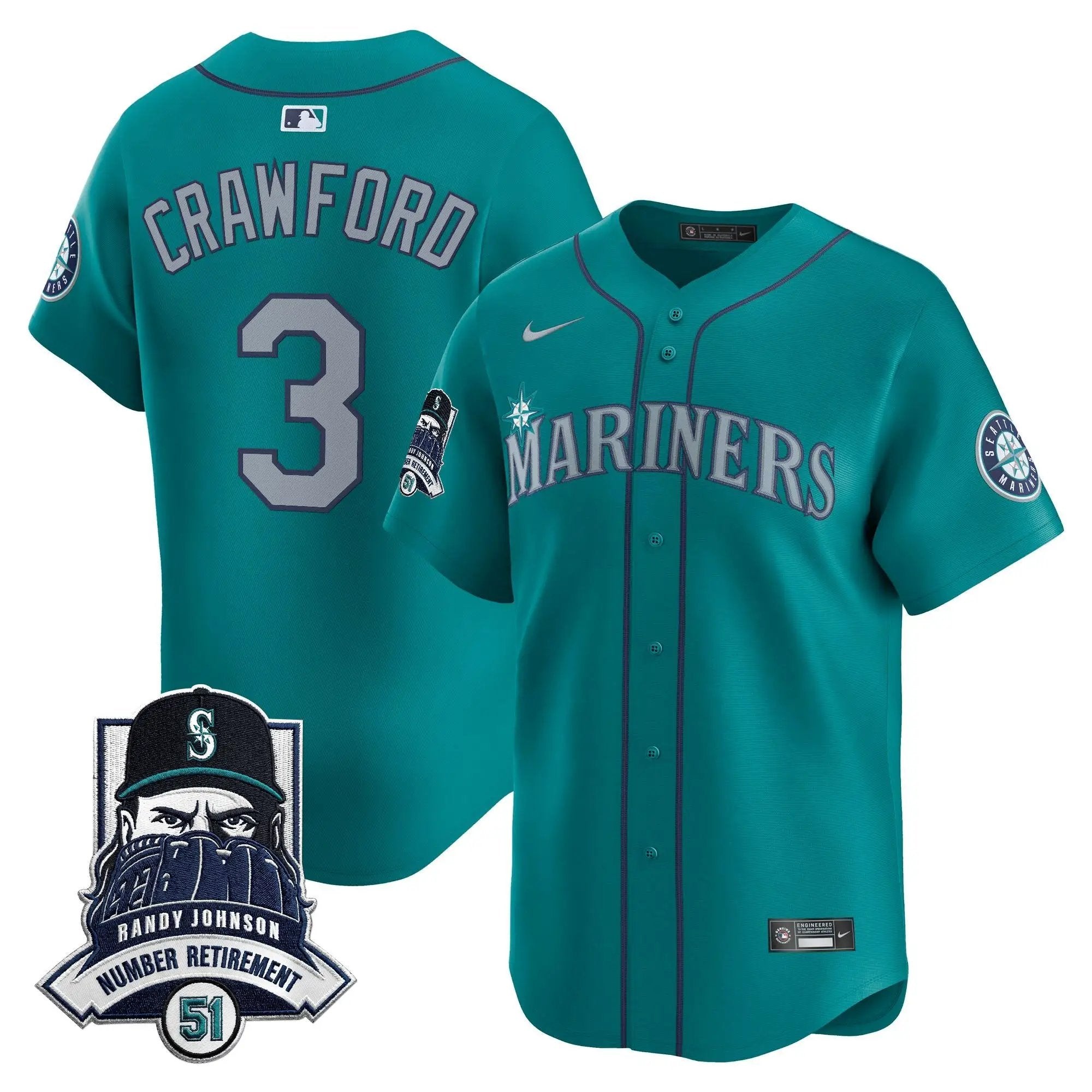 Seattle Mariners Hall-of-Famer Randy Johnson Patch Vapor Premier Limited Jersey - All Stitched by Digigearus