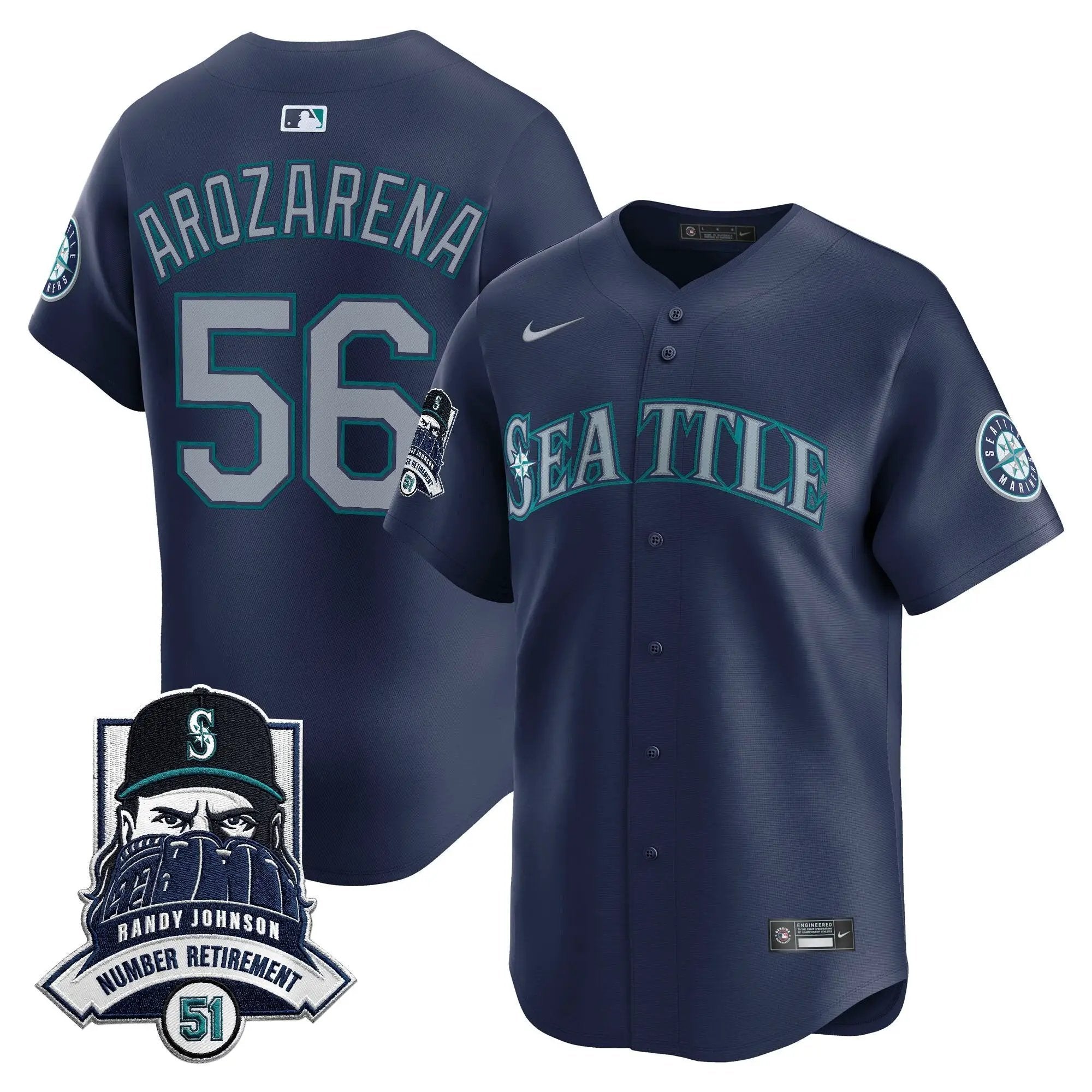 Seattle Mariners Hall-of-Famer Randy Johnson Patch Vapor Premier Limited Jersey - All Stitched by Digigearus