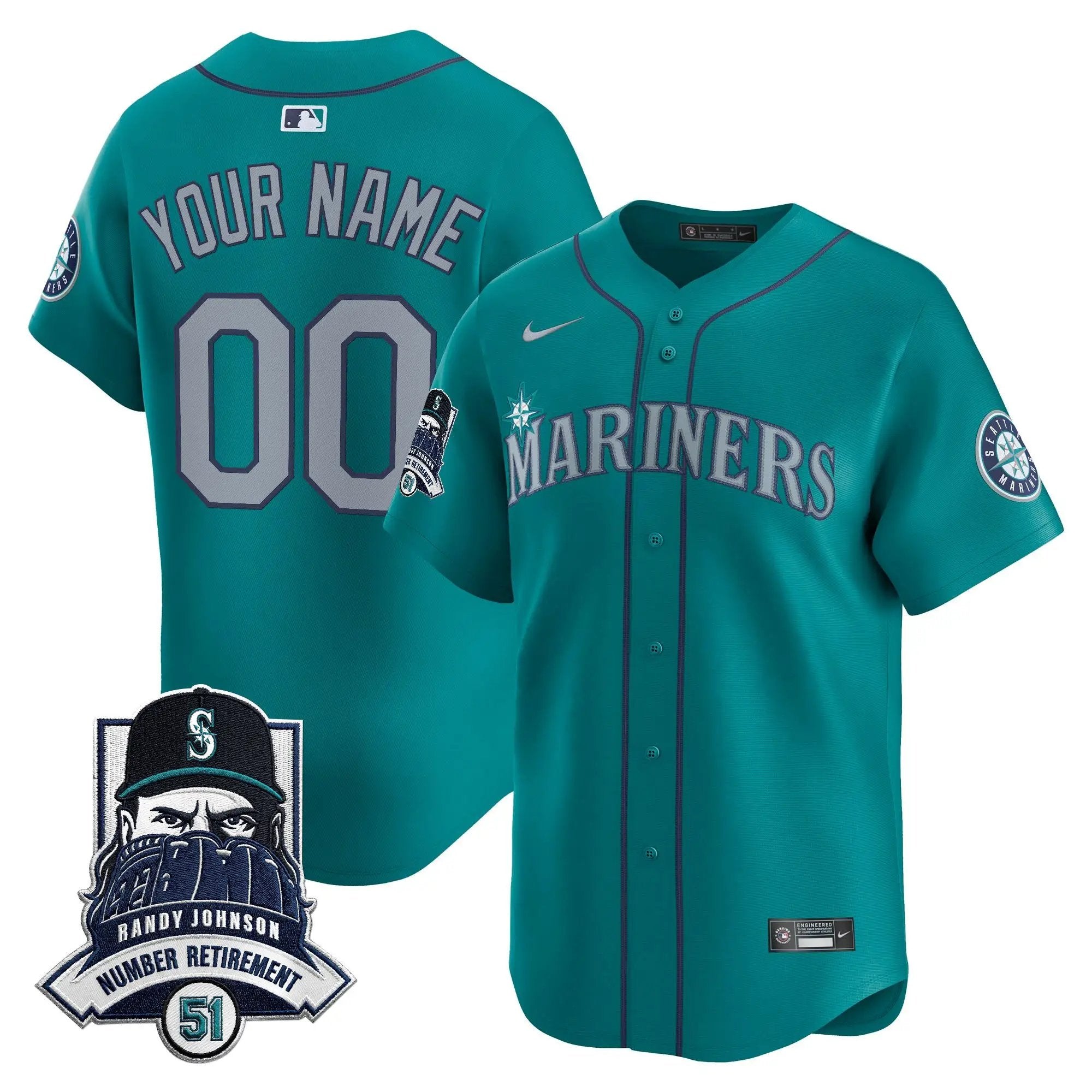 Seattle Mariners Hall-of-Famer Randy Johnson Patch Vapor Premier Limited Custom Jersey - All Stitched by Digigearus