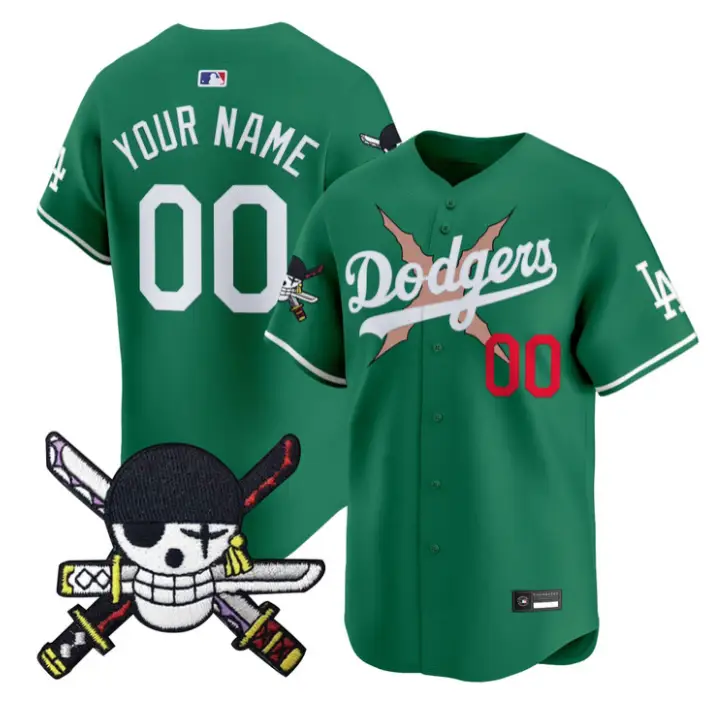 Custom Dodgers Jersey Name, Number One Piece Zoro Patch Premier Stitched by My Store