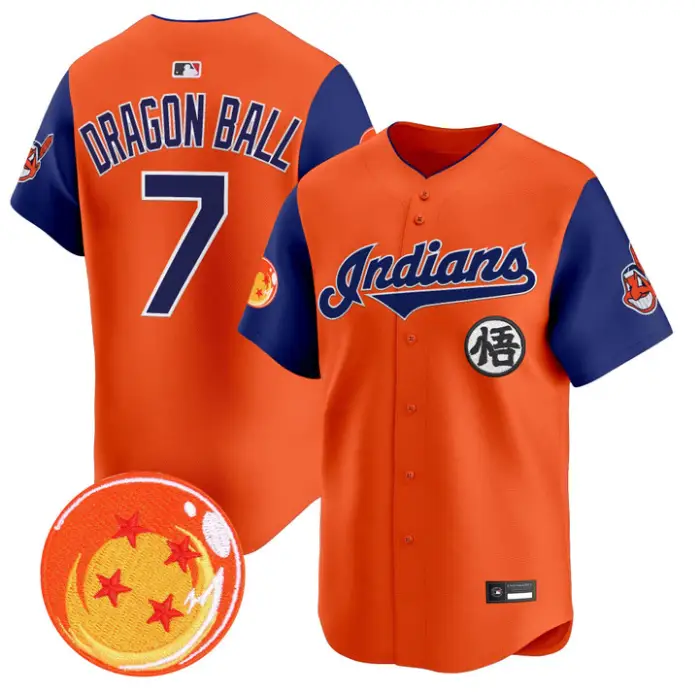 Dragon Ball Jersey #7 Cleveland Indians Dragon Ball Premier Stitched by My Store