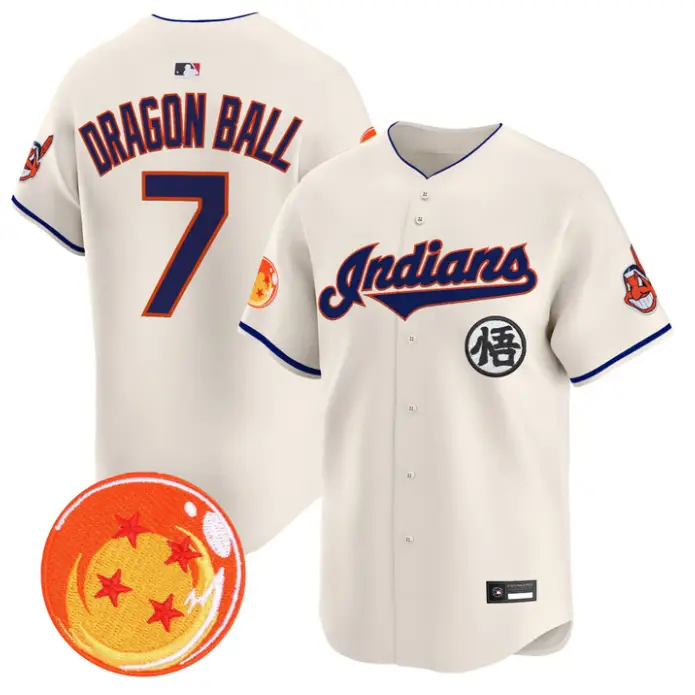 Dragon Ball Jersey #7 Cleveland Indians Dragon Ball Premier Stitched by My Store