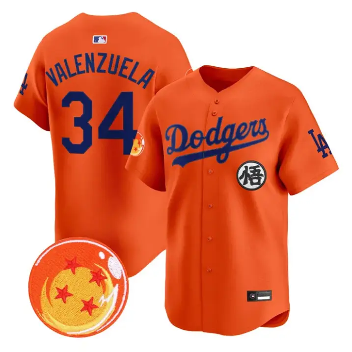 Fernando Valenzuela Jersey #34 Dodgers Dragon Ball Vapor Premier Stitched by My Store