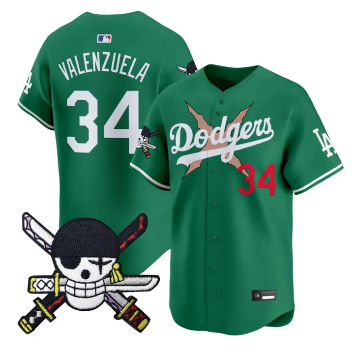Fernando Valenzuela Jersey #34 Dodgers One Piece Zoro Patch Stitched by My Store