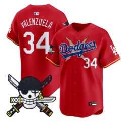 Fernando Valenzuela Jersey #34 Dodgers One Piece Zoro Patch Stitched by My Store
