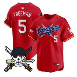 Freddie Freeman Jersey #5 Dodgers One Piece Zoro Patch Premier Stitched by My Store