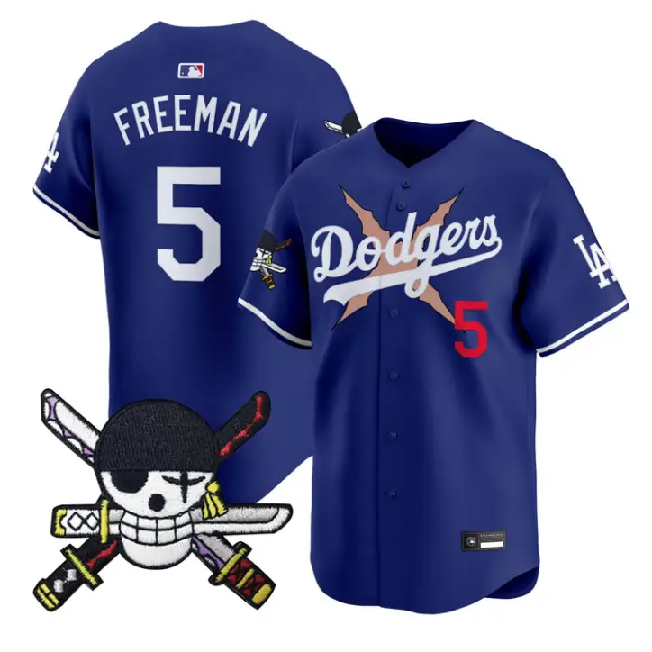 Freddie Freeman Jersey #5 Dodgers One Piece Zoro Patch Premier Stitched by My Store
