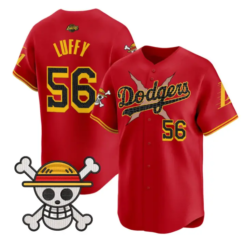 Luffy Jersey #56 Dodgers One Piece Mamba Premier Stitched by My Store