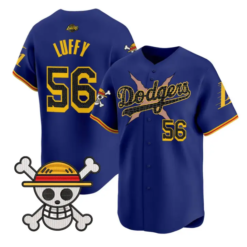 Luffy Jersey #56 Dodgers One Piece Mamba Premier Stitched by My Store