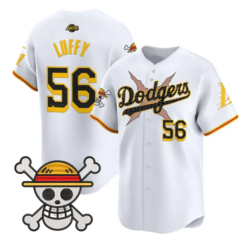 Luffy Jersey #56 Dodgers One Piece Mamba Premier Stitched by My Store