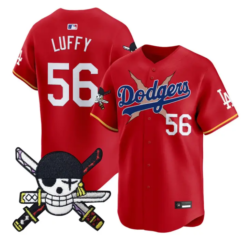 Luffy Jersey #56 Dodgers One Piece Zoro Patch Premier Stitched by My Store