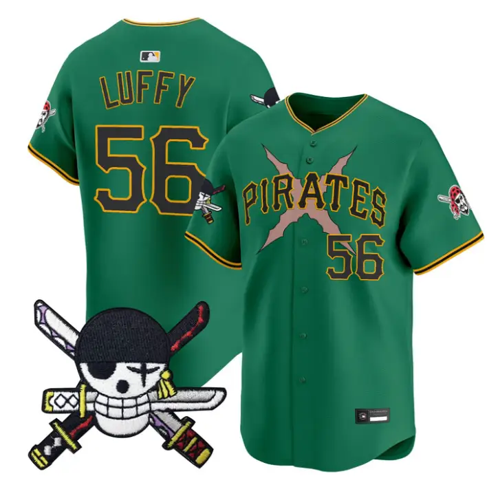 Luffy Jersey #56 Pittsburgh Pirates One Piece Zoro Patch Premier Stitched by My Store