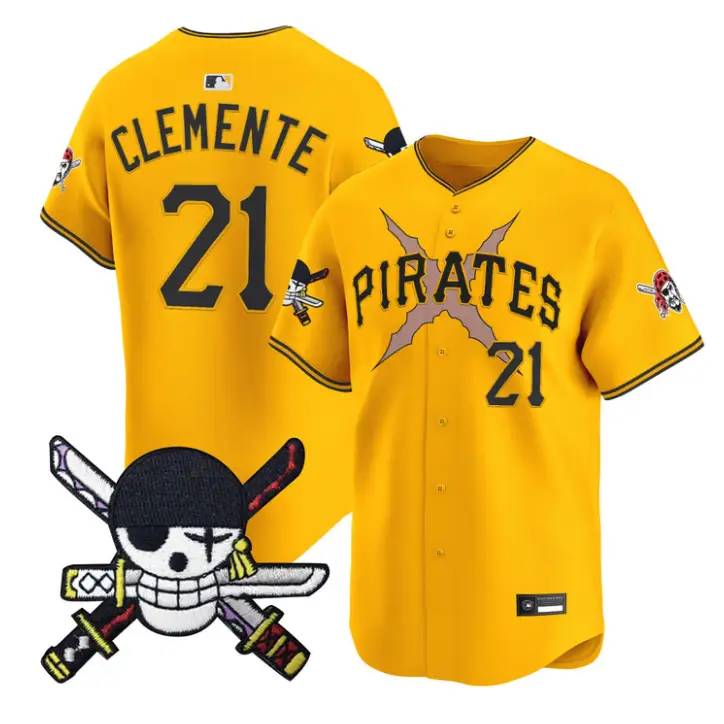 Roberto Clemente Jersey #21 Pittsburgh Pirates One Piece Zoro Patch by My Store