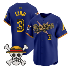 Sanji Jersey #3 Dodgers One Piece Mamba Premier Stitched by My Store