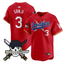 Sanji Jersey #3 Dodgers One Piece Zoro Patch Premier Stitched by My Store