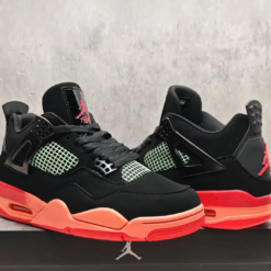 Air Jordan 4 Retro Black Infrared Barely Volt Shoes Sneakers by Air Jordan