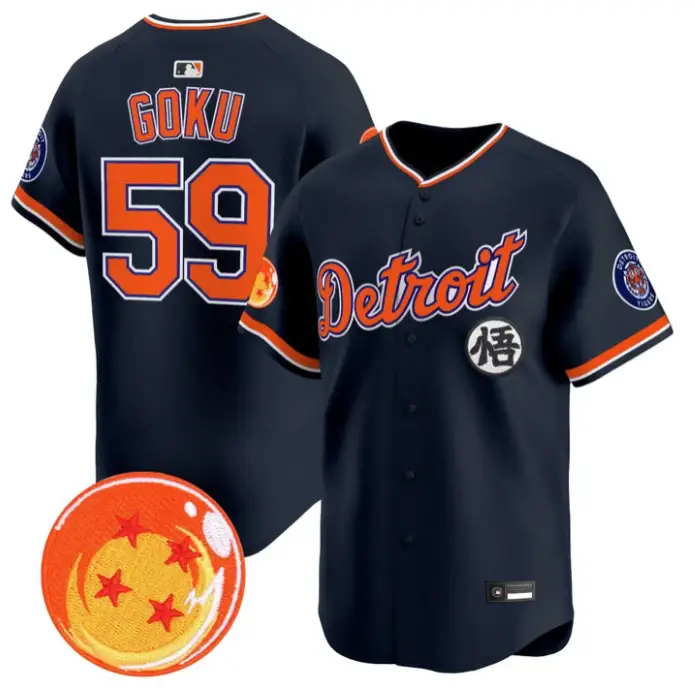 Son Goku Jersey #59 Detroit Tigers Dragon Ball Premier Stitched by My Store