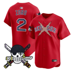 Zoro Jersey #2 Boston Red Sox One Piece Zoro Patch Premier Stitched by My Store