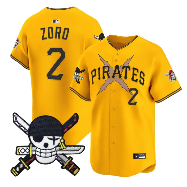 Zoro Jersey #2 Pittsburgh Pirates One Piece Zoro Patch Premier Stitched by My Store