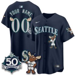 SEA Mascot Custom Jersey - All Stitched by Seattle Mariners