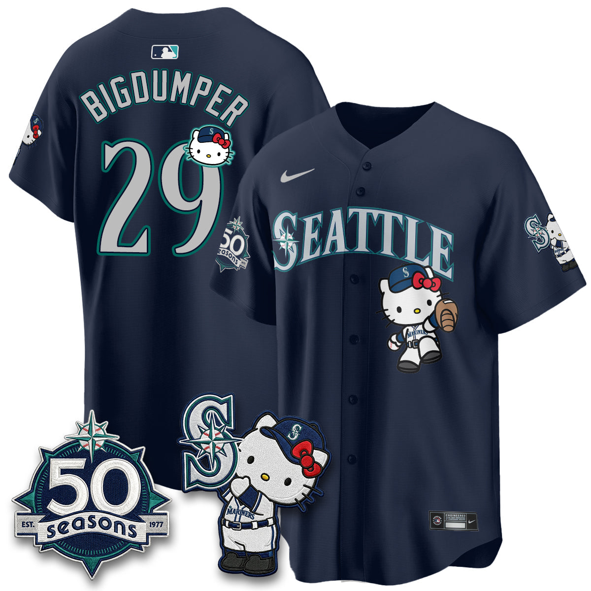 SEA x Meow KT Night Limited Jersey - All Stitched V2 by Seattle Mariners