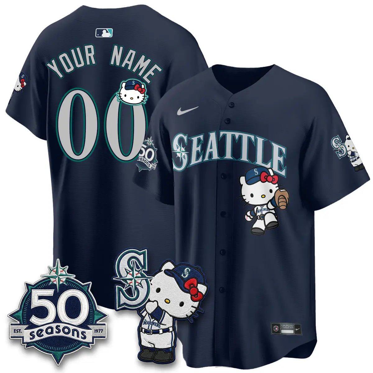 SEA x Meow KT Night Limited Custom Jersey - All Stitched V2 by Seattle Mariners