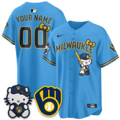 Milwaukee Brewers Meow KT Night Vapor Limited Custom Jersey - All Stitched by Milwaukee Brewers
