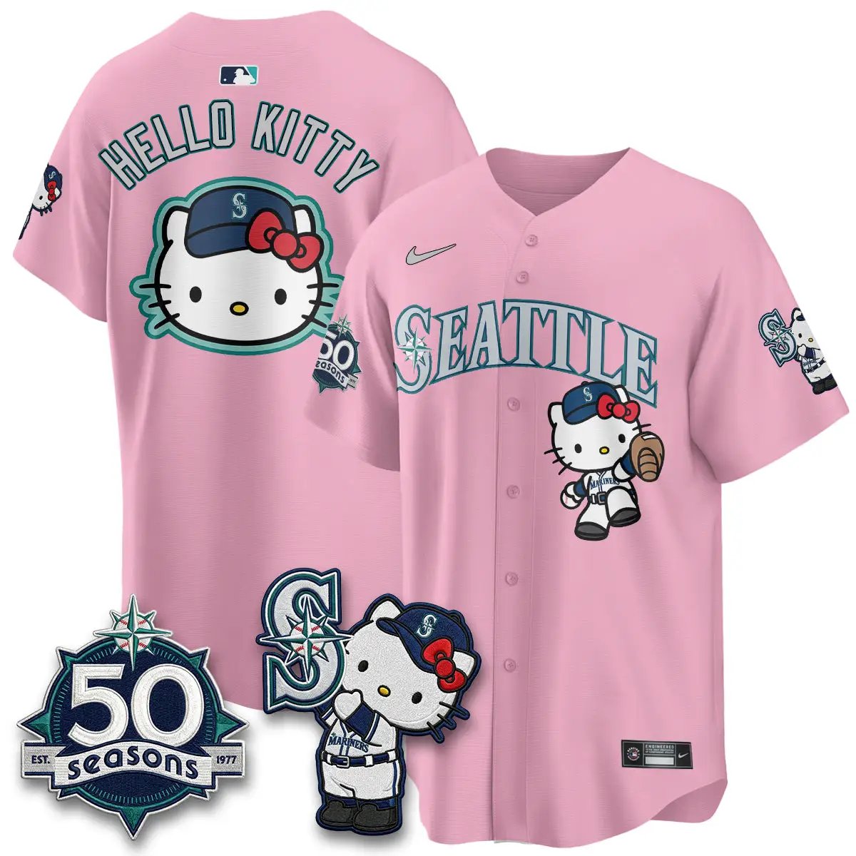 SEA x Meow KT Night Limited Jersey - All Stitched V2 by Seattle Mariners