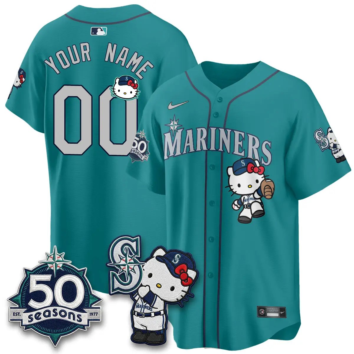 SEA x Meow KT Night Limited Custom Jersey - All Stitched V2 by Seattle Mariners