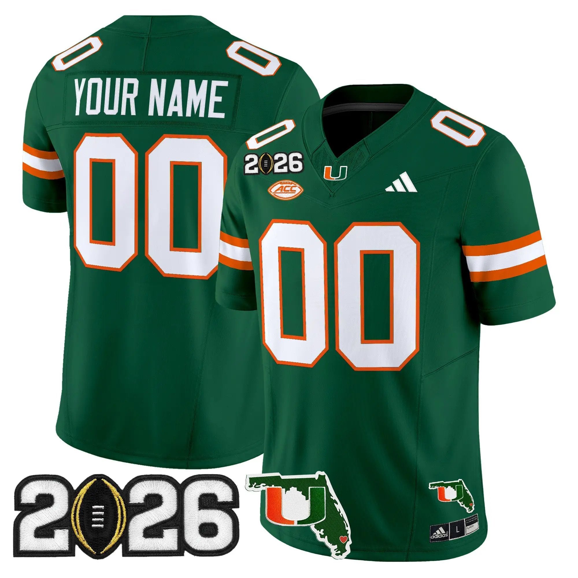 Miami Hurricanes 2026 CFP Final & Florida Patch Vapor Limited Custom Jersey - Stitched by Digigearus