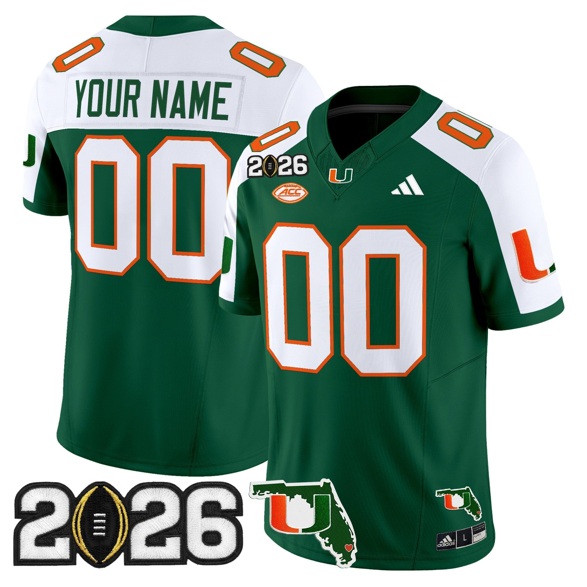 Miami Hurricanes 2026 CFP Final & Florida Patch Vapor Limited Custom Jersey - Stitched by Digigearus
