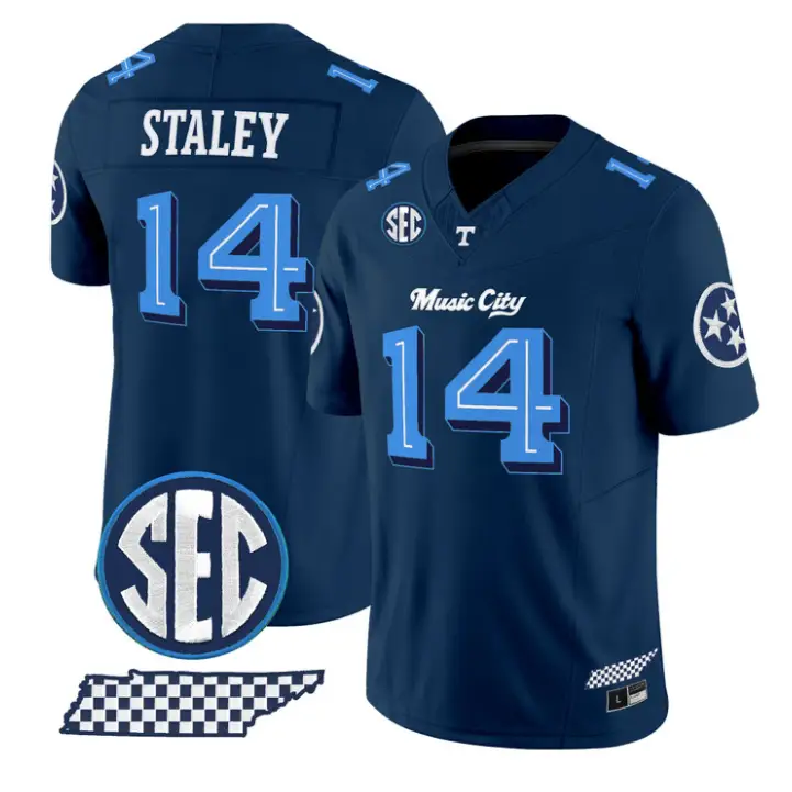 Braylon Staley Jersey #14 Tennessee Vols Music City Edition Stitched by My Store NCAA Football Jerseys