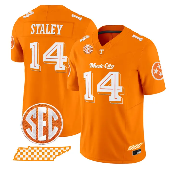 Braylon Staley Jersey #14 Tennessee Vols Music City Edition Stitched by My Store NCAA Football Jerseys